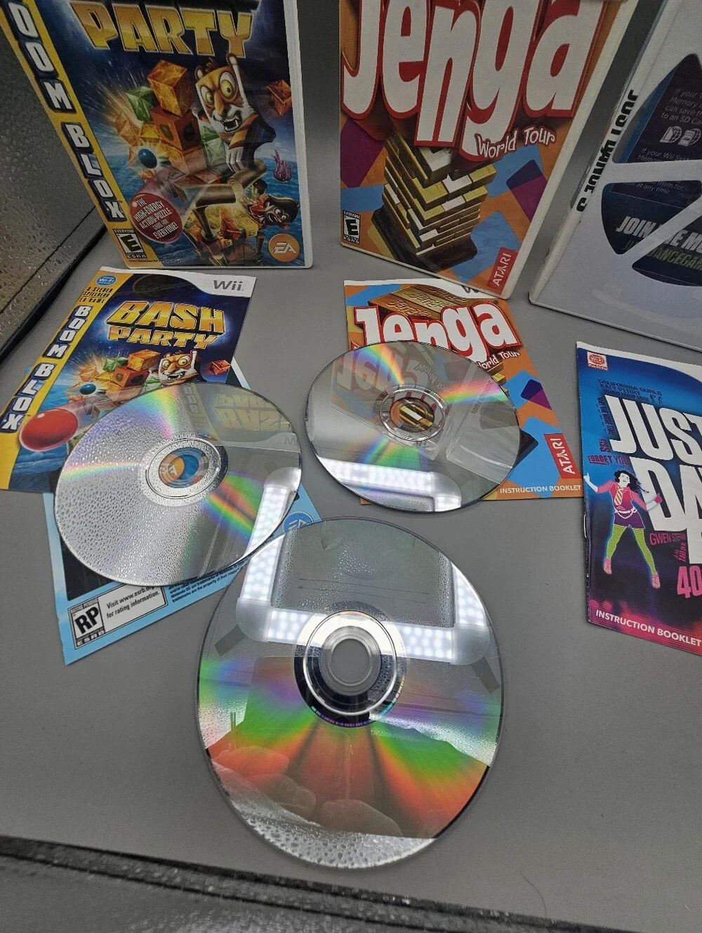 Nintendo Wii Game Lot CIB Boom Blox Bash Party Just Dance 3 Jenga Y2k Vtg Set
